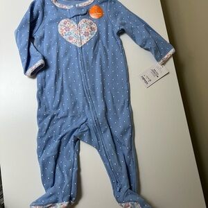 Carters Blue Floral Heart Kids Footie